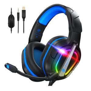 PC Gaming Headset PS4, PS5, Switch, Xbox One, Mac -Microphone, 3.5mm RGB
